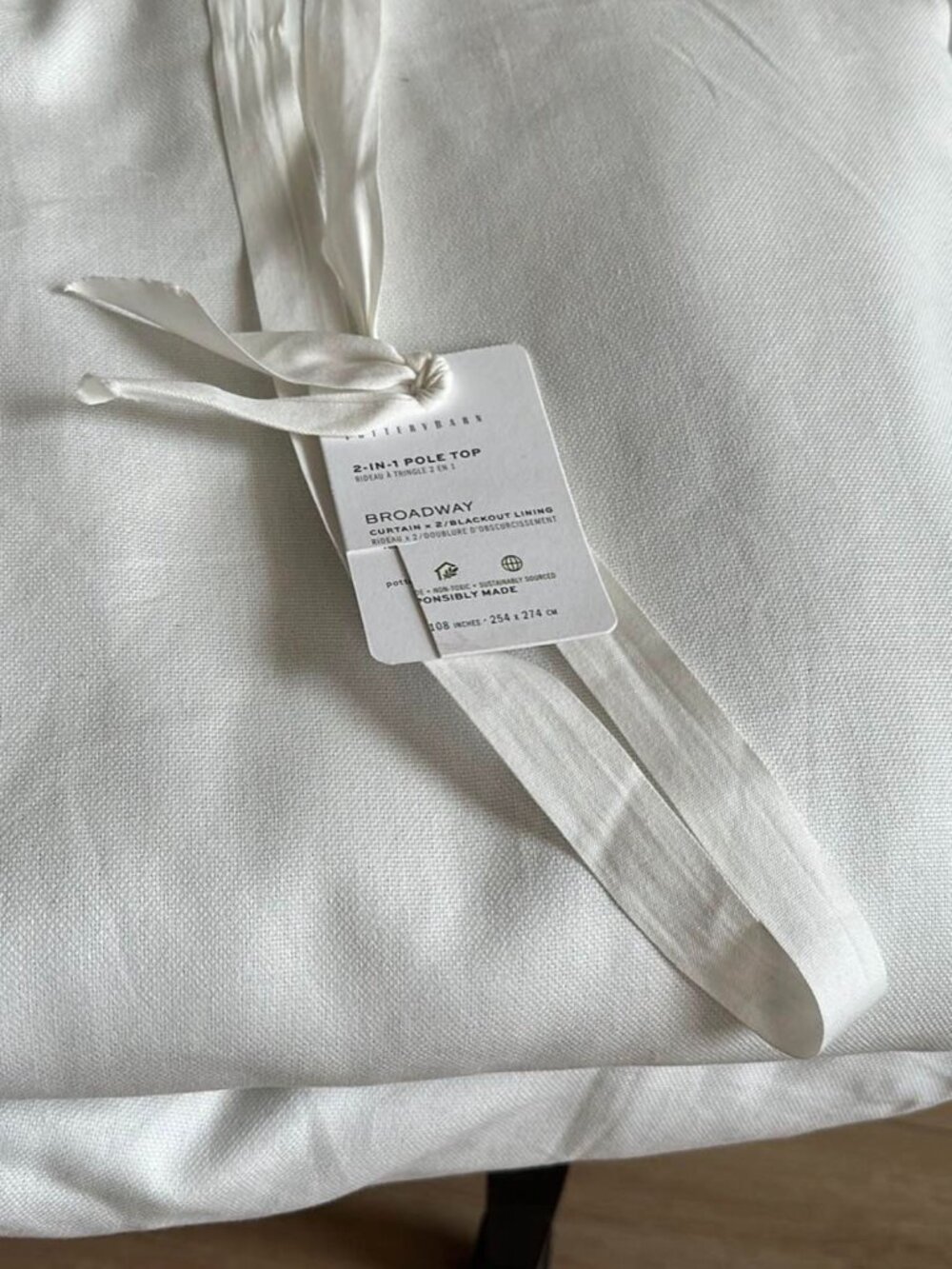 POTTERY BARN BROADWAY BLACKOUT CURTAINS - IVORY - 2 PANELS - 100"X108"
